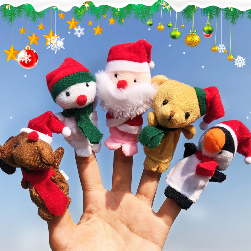Jeclina fingers doll reindeer snowman puppet storytelling props Christmas finger doll suit