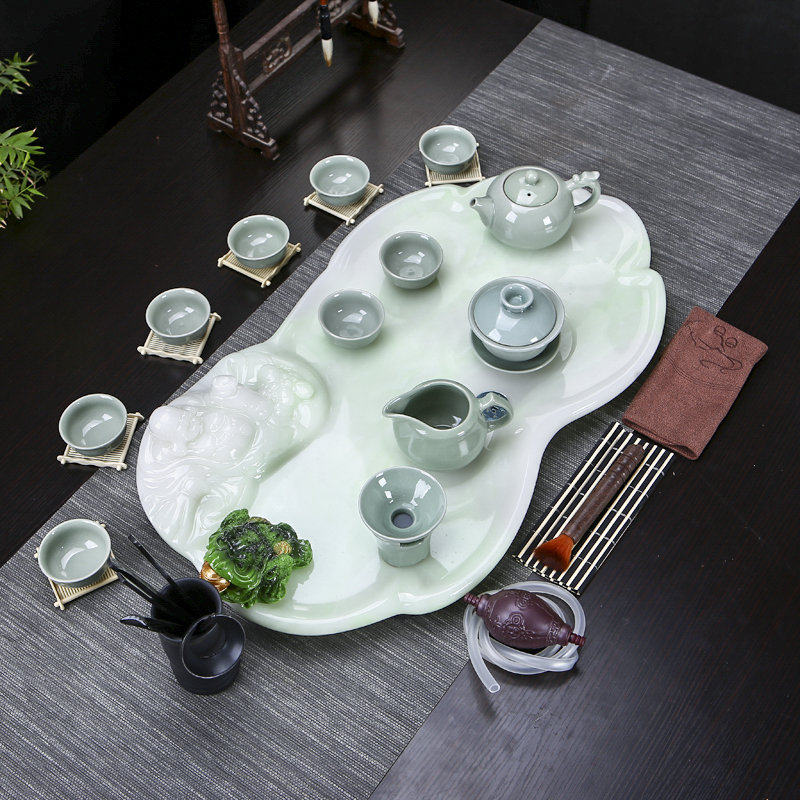 Simple modern European style creative Kung Fu tea set set home office small tea table drainage marble Buddha tea tray