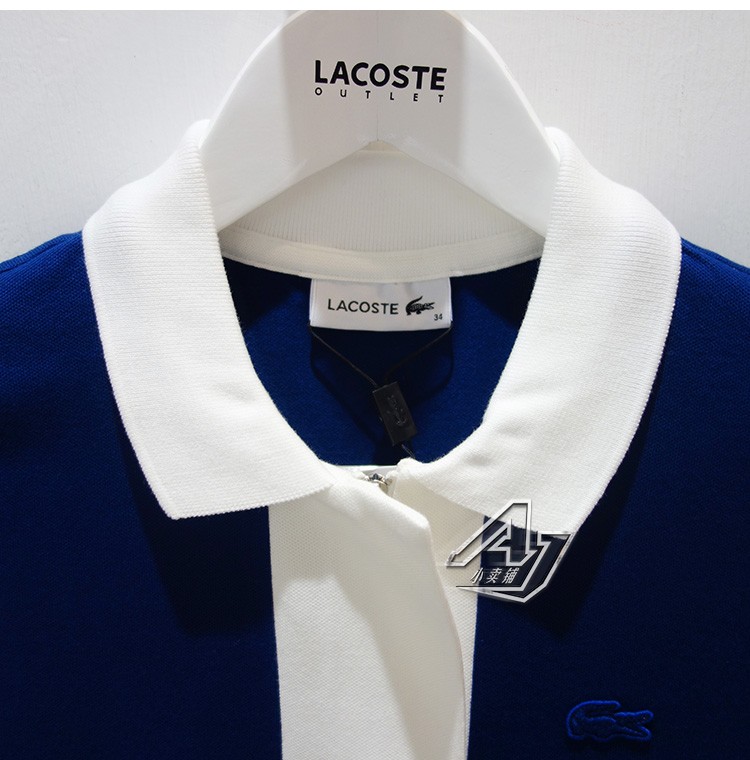 Lacoste quầy cá sấu Pháp đích thực màu sắc phụ nữ phù hợp với dây kéo cổ áo sơ mi polo ngắn tay 081222 - Áo polo thể thao ao thun polo nam