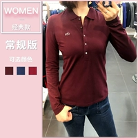 Lacoste quầy cá sấu Pháp đích thực màu rắn mô hình cơ bản mùa thu và mùa đông áo sơ mi nữ tay dài 128151 - Áo polo thể thao áo thun polo nam