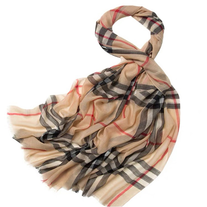 Thin Scarf for All Seasons, Decorative Cashmere Ring Velvet Scarf for Women, Classic Plaid Warm Neck Scarf, Long Shawl