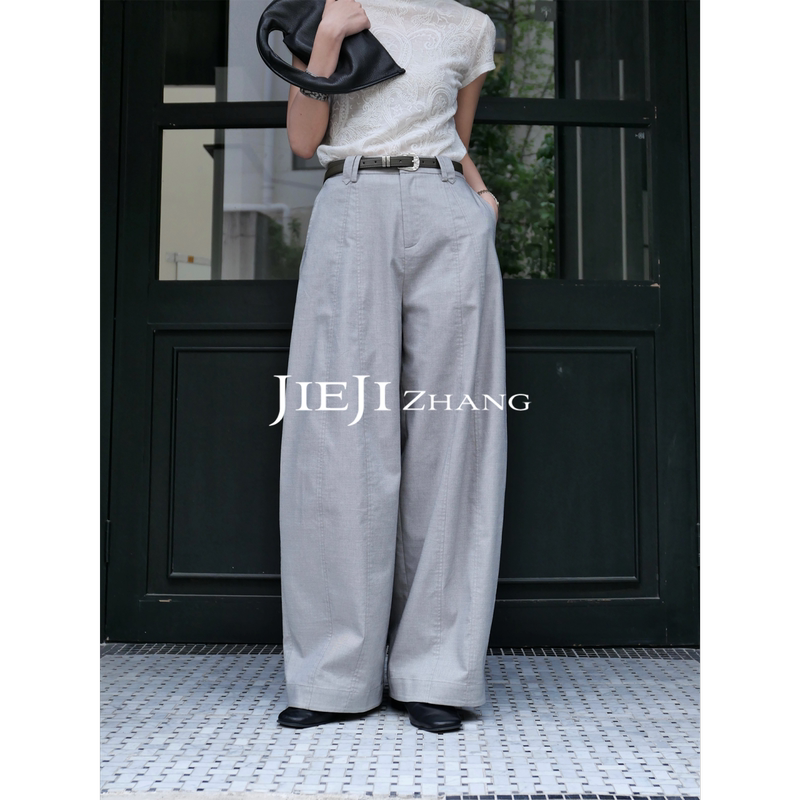 Zhang Qi Jieji Zhang High-End Straight-Leg Casual Pants for Women, Summer Loose Versatile High-Waisted Wide-Leg Long Pants Zhang Qi Jieji Zhang High-End Straight-Leg Casual Pants for Women, Summer Loose Versatile High-Waisted Wide-Leg Long Pants