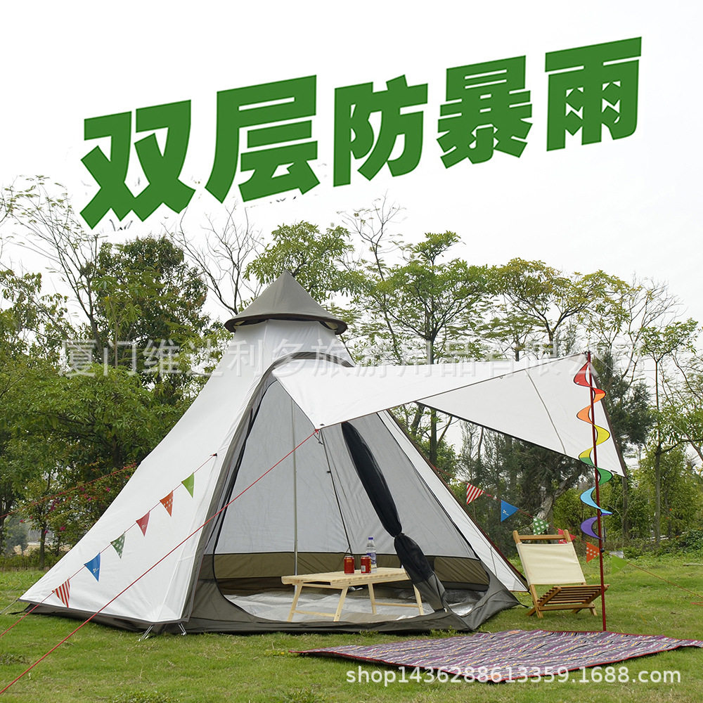 vidalido outdoor camping Indian pyramid Automatic tent shading sunscreen double rain-proof tower tent