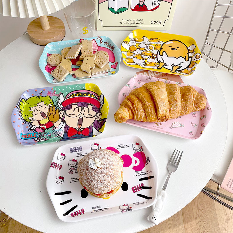 Kitty melamine tray imitation porcelain dinner plate dish cartoon cake fruit tray snacks beauty dish children's tableware