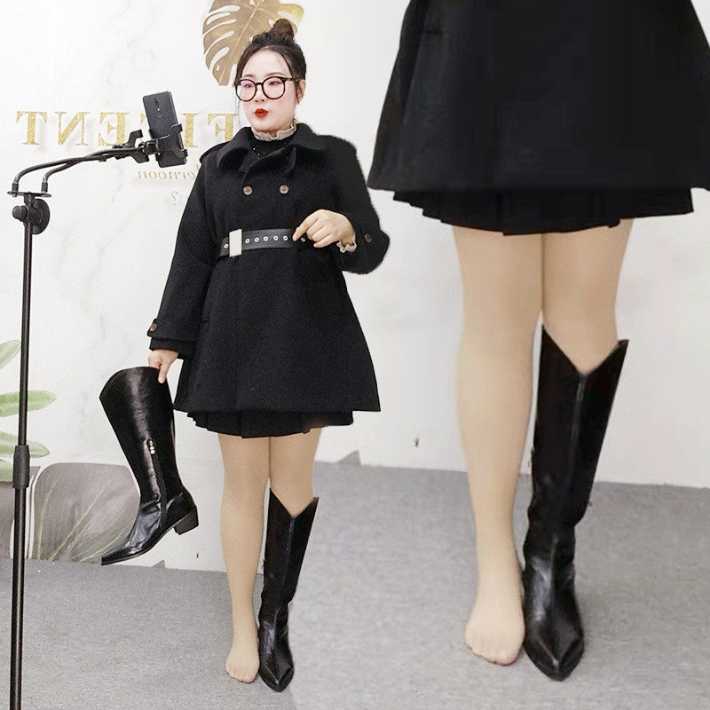 Large size thick leg rice white boots long boots straight knight boots appear thin high boots west cowboy ka color