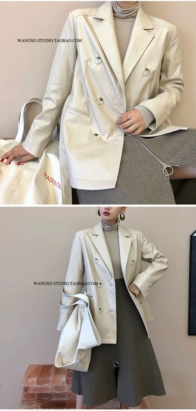 WANGXO Slim Chic Áo khoác ngắn mùa thu và mùa đông Mới thắt lưng BF dài tay áo khoác mỏng PU da nữ áo khoác da nữ giá rẻ