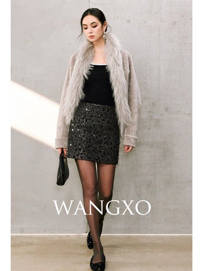 Wangxo｜Sheep Shearling Texture Eco-Friendly Fur｜Heavy Raccoon Fur Collar Raglan Sleeve Loose Cardigan Jacket