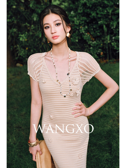 Wangxo｜Airy 100% Tencel｜Handmade Crochet Vine Weaving｜Slim Fit Dress with Straps
