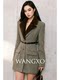 Wangxo｜Precious Natural 100% Wool｜Detachable Eco-Friendly Fur Collar, Wide Shoulders, Waist-Cinching, Long-Sleeved Blazer