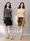 Wangxo[01/20 20:00Pm New Arrival 5% off]Fake Two-Piece Twisted Asymmetrical Shoulder Shiny Knit Top