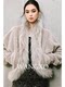 Wangxo｜Sheep Shearling Texture Eco-Friendly Fur｜Heavy Raccoon Fur Collar Raglan Sleeve Loose Cardigan Jacket