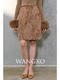 Wangxo｜Micro-Shiny Silk Stereo Jacquard Bubble Wrinkle Composite Process｜Simple Knee-Length Straight Skirt