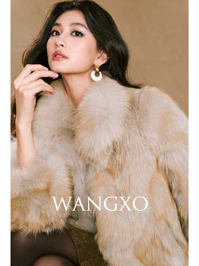 Wangxo｜Natural Dense 100% Fox Fur Dyed with Two-Tone Gradient｜Lapel H-Shaped Loose Fur Coat