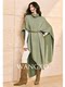 Wangxo｜Gold-Plated Shiny Silk and Soft Wool Coarse Knit Technique｜High-Neck Asymmetrical Hem Long Cape