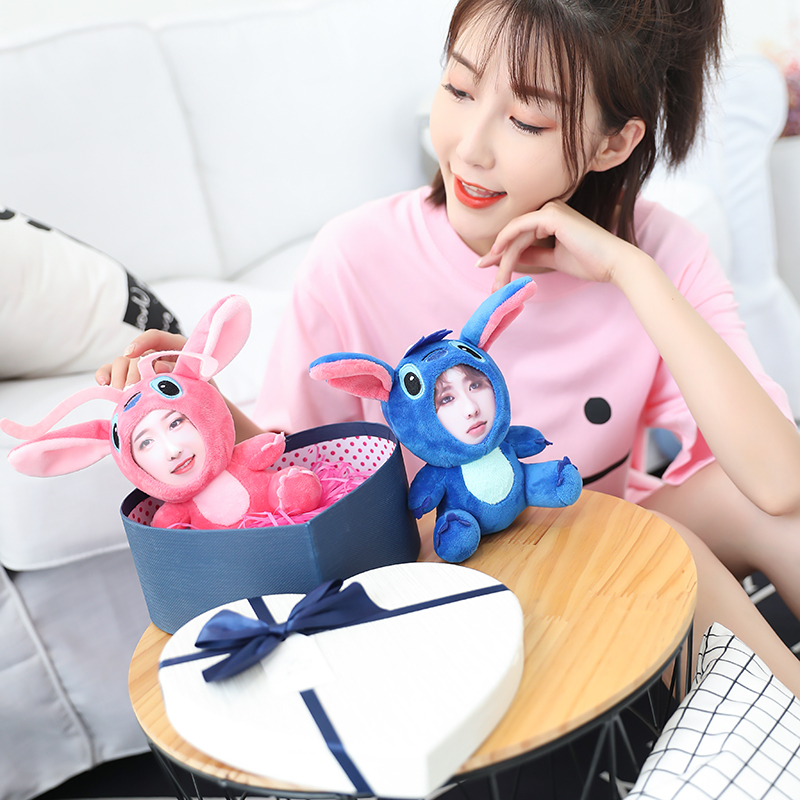 Engraved time diy photo custom walking heart birthday gift recording doll couple pair doll to send girl