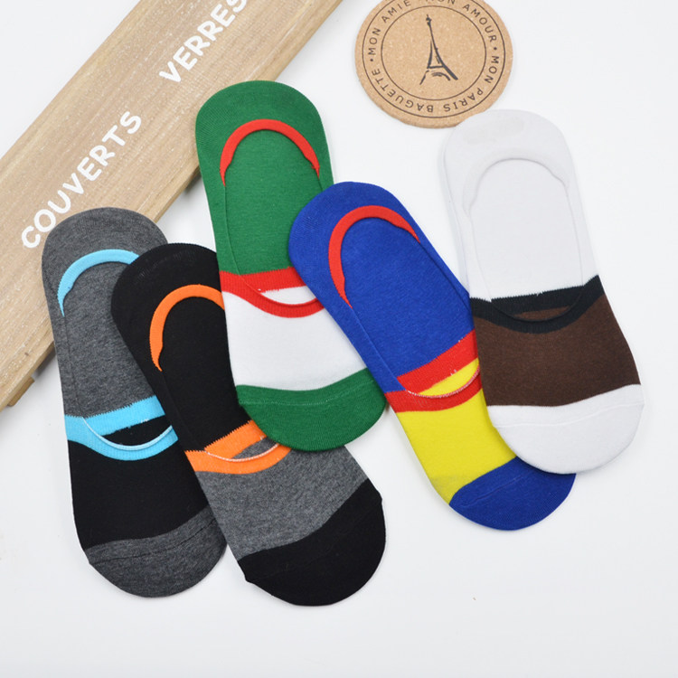 Summer thin socks Men's invisible socks Silicone anti-slip socks Low-cut socks shallow boat socks Pure cotton foot bed socks