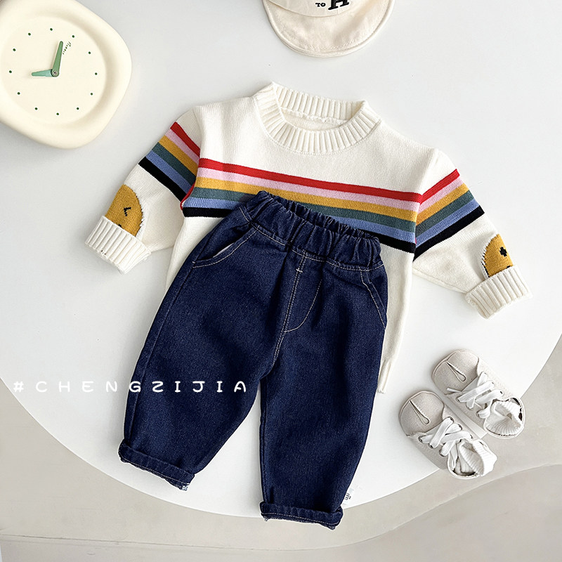 Детские осенние джинсы, комплект, штаны для мальчиков, простой и элегантный дизайн, оверсайз 其它（服饰） 