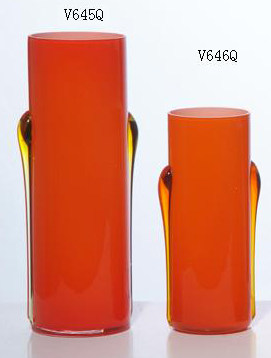 Stained glass vase orange cylindrical straight bedroom hydroponic utensils modern European dining table model room