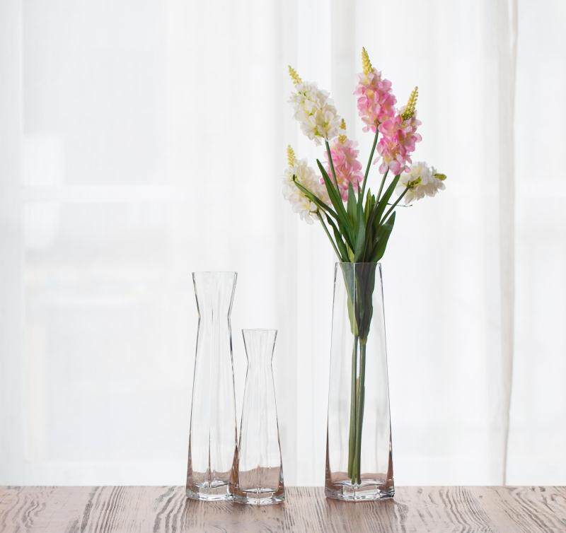 Transparent glass vase floral square mouth rhomboid hotel accessories modern minimalist Eurostyle wedding flower-like board room