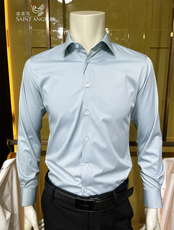 Baoxiniu 2024 New Turquoise Green Men's Business Summer Slim-Fit Cool Genuine Long-Sleeve Shirt Baoxiniu 2024 New Turquoise Green Men's Business Summer Slim-Fit Cool Genuine Long-Sleeve Shirt