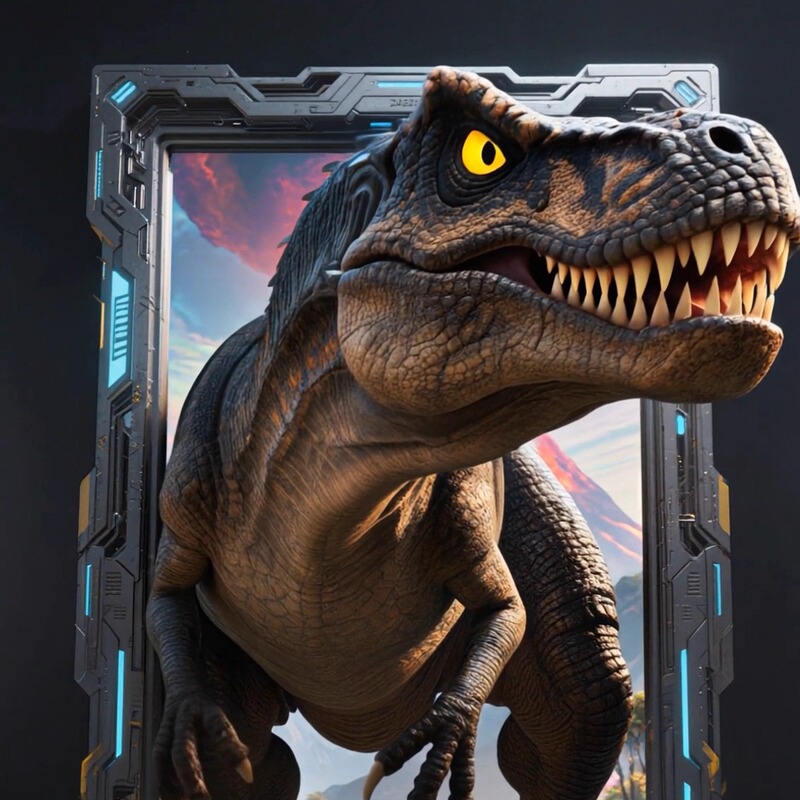 Technology Tyrannosaurus B Off-Screen Naked-Eye 3D Vertical Screen Led Display Video Material Led Display Video Material