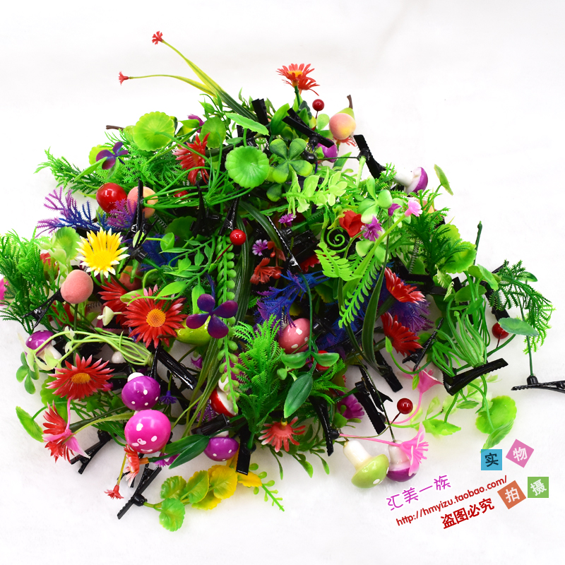 Mới bán dễ thương cỏ nhân tạo cỏ kẹp tóc đậu đầu trên đầu dài thẻ thẻ gian hàng danh lam thắng cảnh món quà trang sức - Phụ kiện tóc phụ kiện tóc cho bé gái