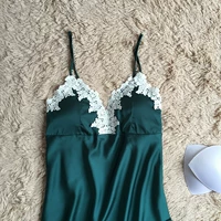 Đồ ngủ phụ nữ vành đai mùa hè ngực pad dây đeo đồ ngủ nightdress áo ngực có thể tháo rời mô phỏng lụa mảnh đồ ngủ băng lụa dịch vụ nhà váy đầm mặc nhà trung niên