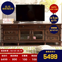 Gu Po full solid wood TV cabinet black walnut TV cabinet Hall bedroom TV cabinet American country furniture
