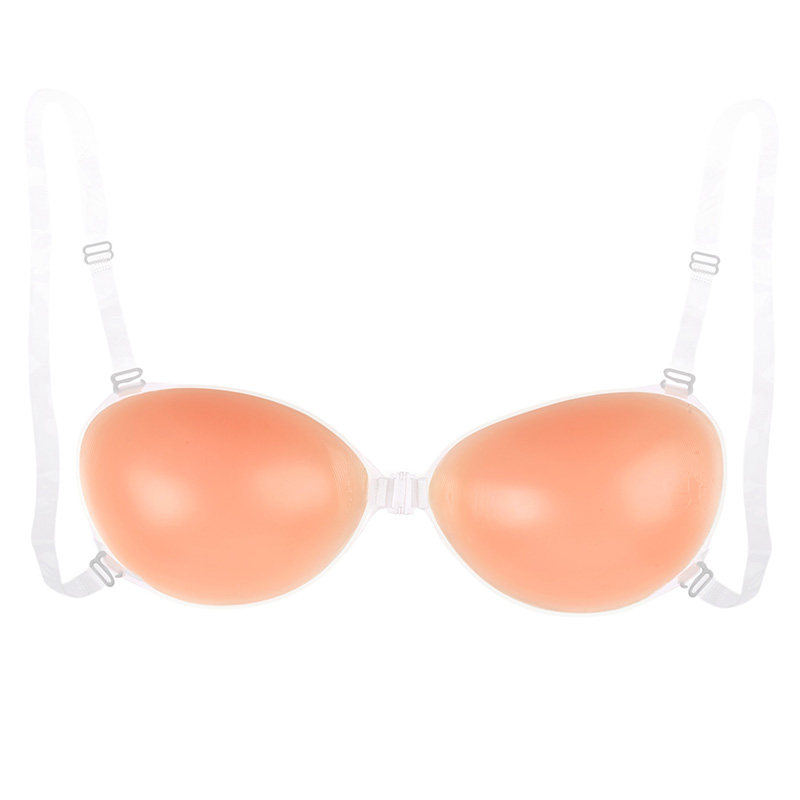 Ultra-coaling thickened invisible bra stickup solid cup swimming gown wedding dress Chest Flat Chest Silicone underwear