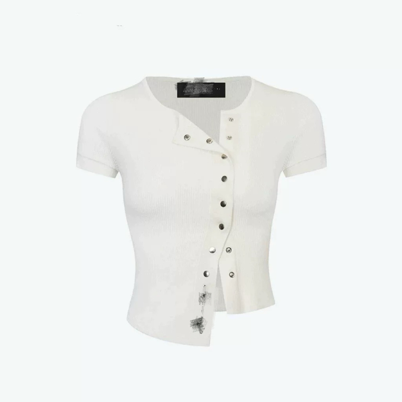 An Asymmetrical Short Sleeve Slim Cardigan Short Sleeve Slim Knit Jacket for Women