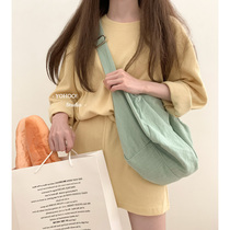 Womens small satchel 2021 new fashion American canvas bag summer texture shoulder shoulder bag small bag hipster