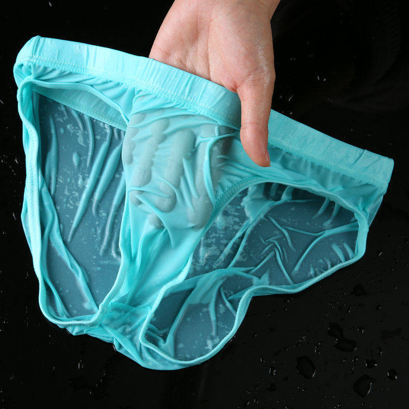 Triangle Men's Swimsuit Pants Men's Underwear Male Ice Silk Triangle Briefs transparent and breathable large size Size Shorts without marks