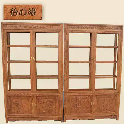 Rosewood display cabinet mahogany glass cabinet solid wood jewelry cabinet purple sand pot high cabinet antique display cabinet Chinese wine cabinet