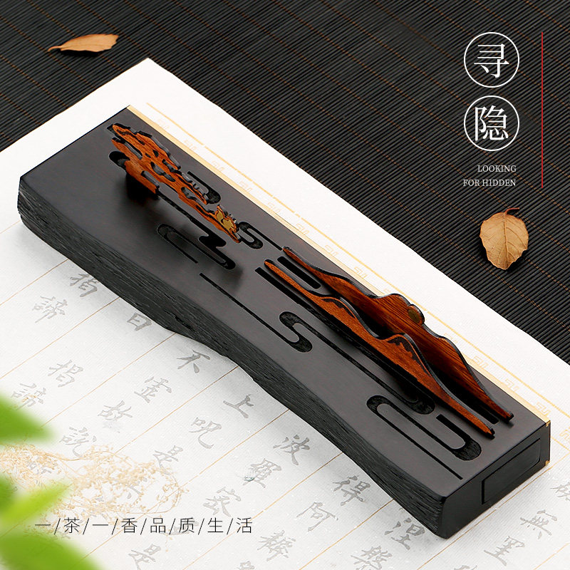 Indoor line incense box lying incense stove wooden agarwood incense stove line incense plug home worship solid wood sandalwood stove