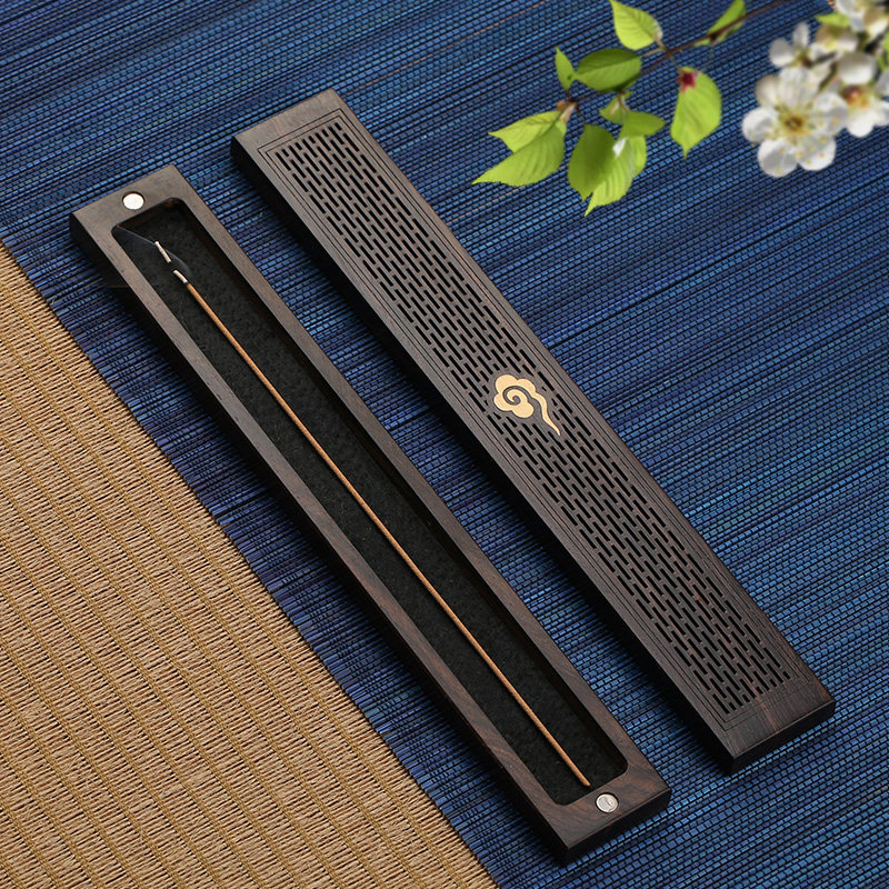 Black sandalwood lying incense box Household indoor sandalwood stove Solid wood tea ceremony line incense plug incense burner Agarwood incense burner