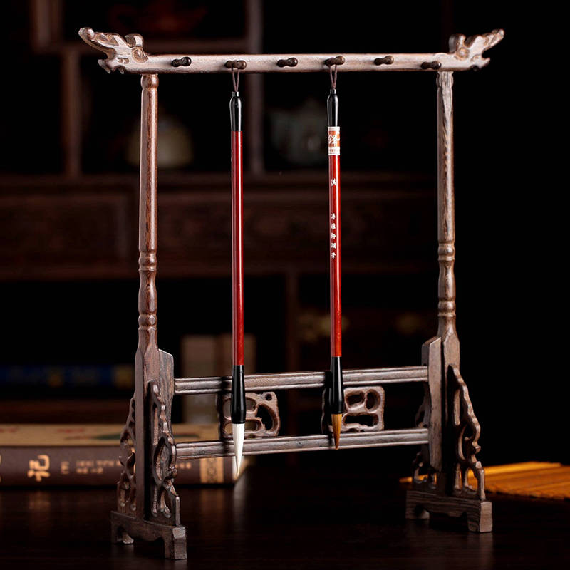 Chicken fin wood red wood pen hang a pen shelf solid wood antique pen pen shelves for four treasure calligraphy