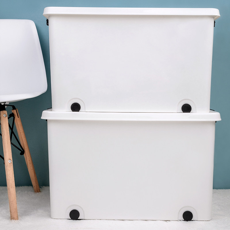 Storage box white extra large plastic thickened covered pulley debris quilt toy clothing storage box finishing box