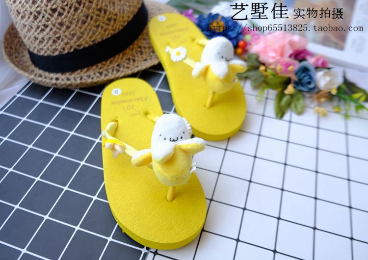 Chic dép và dép nữ sinh viên chanh cô gái bong bóng trái tim mềm dưới flip flops dứa orange trái cây dép sáng tạo