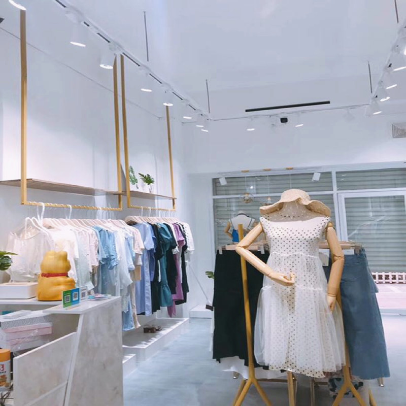 Clothing store hanging ceiling display hangers on the wall hanging clothing shelves for men and women children's clothing iron wedding dress yarn frame