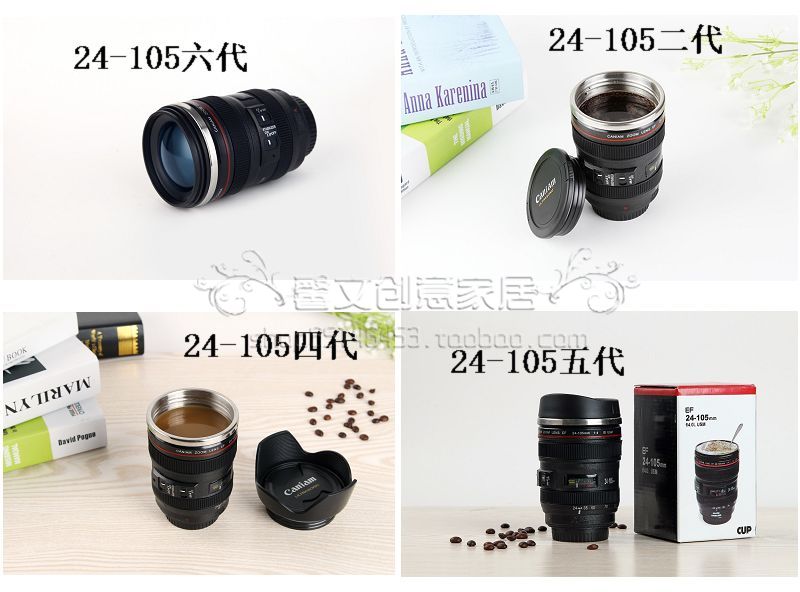 Canon SLR camera lens cup tự động trộn ly cà phê cách nhiệt có thể được in LOGO thép không gỉ bên trong cup