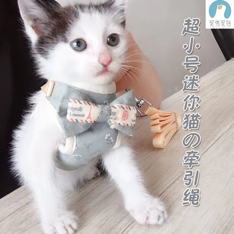 Kitty Traction Rope Small Cat Walk Cat Rope Mini Super Small Anti-Escape Cat Dog Chained with Dog Holding Baby Bag Vest Type Traction