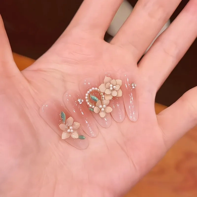 Flower in the Mist·Purely Handmade Flower Filigree Enamel Wearable Nails Gentle Color High-End Nail Art Whitening Premium Product Flower in the Mist·Purely Handmade Flower Filigree Enamel Wearable Nails Gentle Color High-End Nail Art Whitening Premium Product