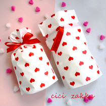 10 drawstring pockets simple full red love drawstring bag Candy baking bag Cute gift bag