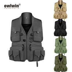 Workwear Summer Waistcoat Vest Men's Photography Multi-Pocket Fishing Safety Vest Vest Clip Custom Printed Logo Trendy