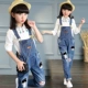 Quần yếm denim nữ 2018 mới xuân hè thu hút nước ngoài phù hợp với quần lửng bé gái quần legging bé gái