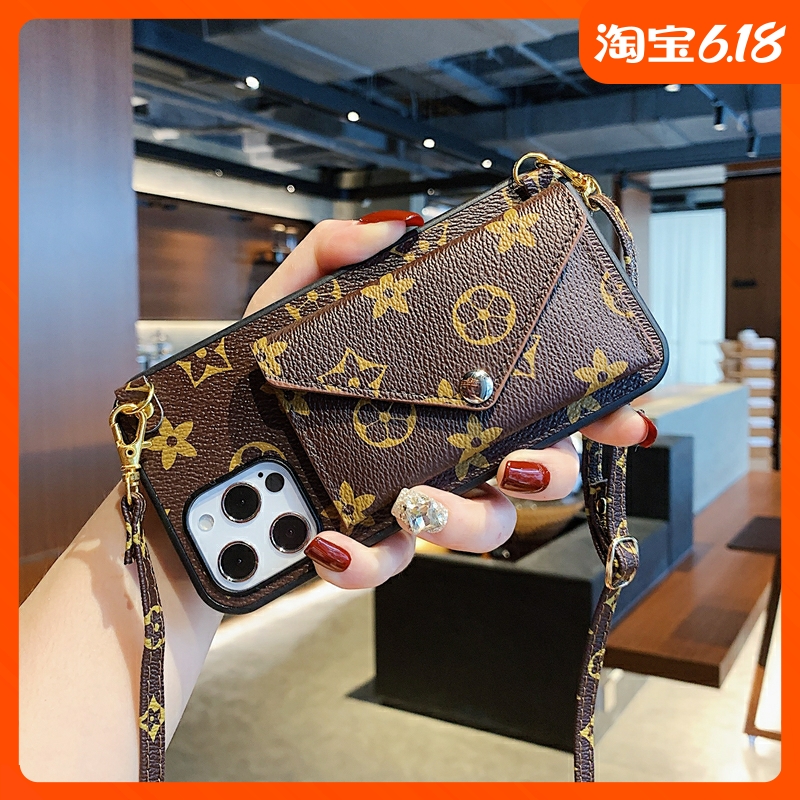 Extravagant slanted satchel with zero money card bag iphone13 mobile phone protection shell new application Apple 12promax anti-fall sleeve