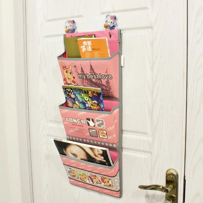 Home kangaroo foldable wall hanging bedhead hanging three layers of hanging bags hanging bags behind the door of dormitory