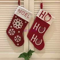 Christmas Christmas Eve Noel embroidered snowflake patch gift bag Christmas boots socks