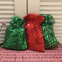 Christmas Christmas Eve sequin mesh yarn mini drawstring pocket storage bag gift gift bag