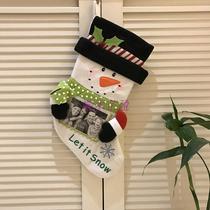Christmas Christmas Eve Snowman Holding Photo Christmas Socks Large Gift Bag Fabric Gift Socks